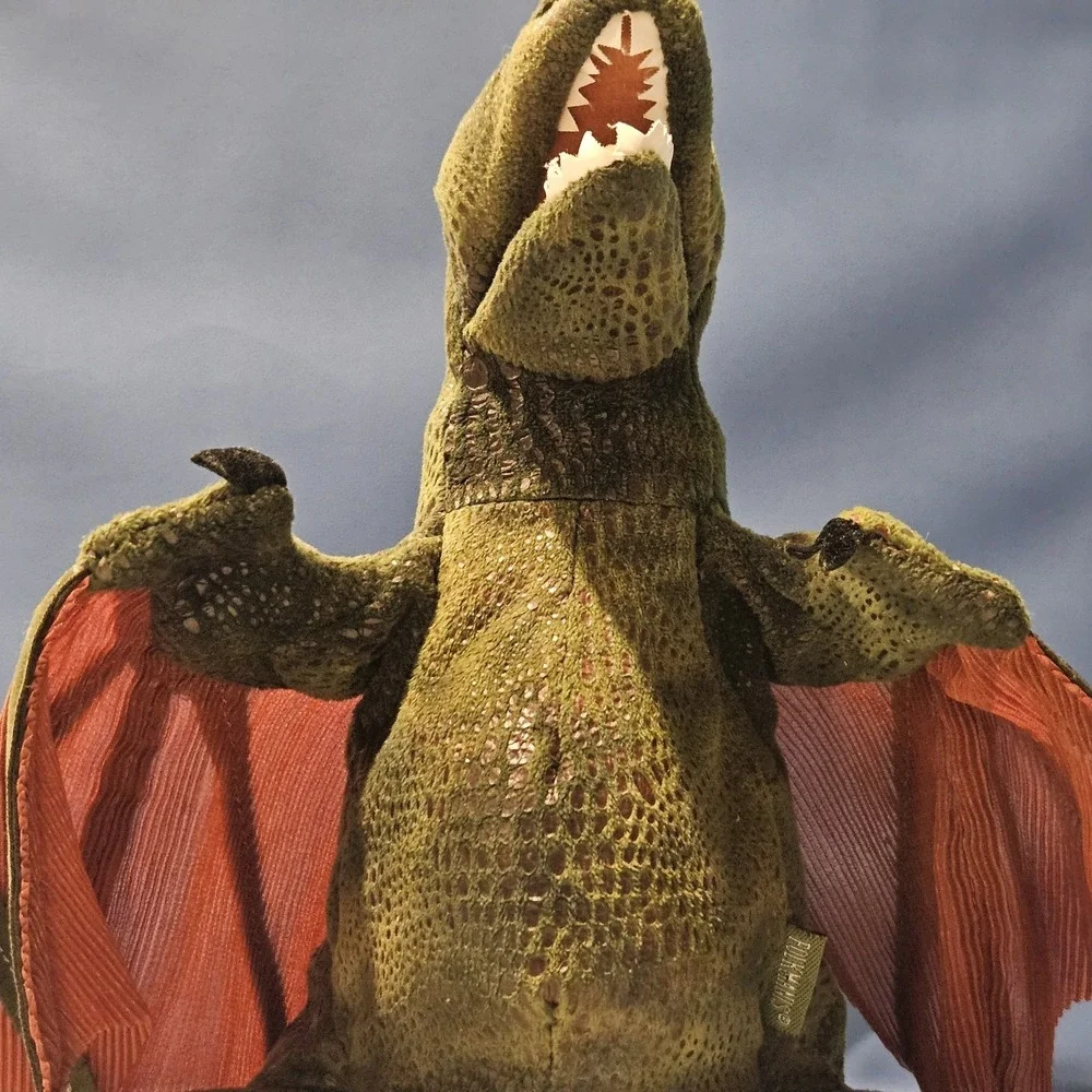 Folkmanis Winged Dragon Hand Puppet Green Red Wings 10